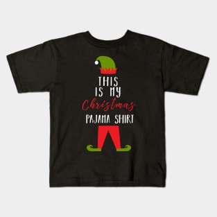 This Is My Christmas Pajama Shirt Elf Xmas Family Kids T-Shirt